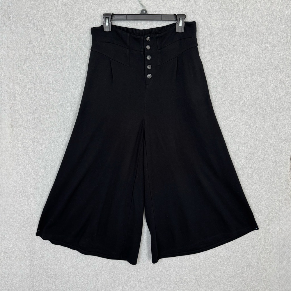 Ett:twa by Anthropologie Womens M  Black Lucerne Wide Leg Pants Culottes Baggy